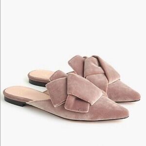 J. Crew Velvet Bow Marina Slides in Mauve
